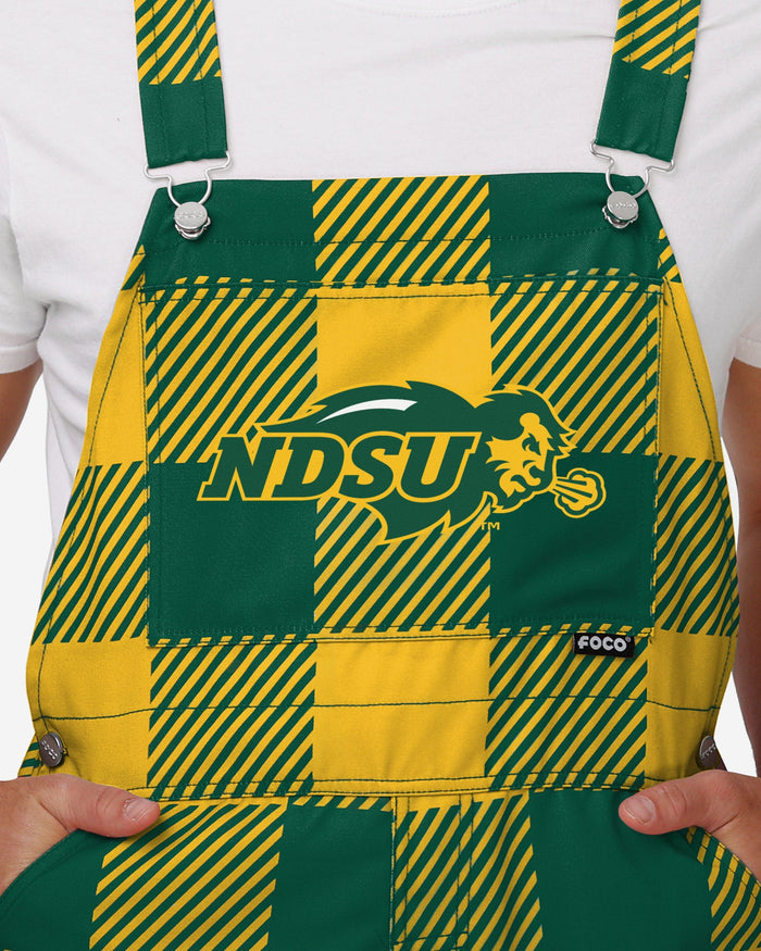 North Dakota State Bison Mens Plaid Bib Overalls FOCO - FOCO.com