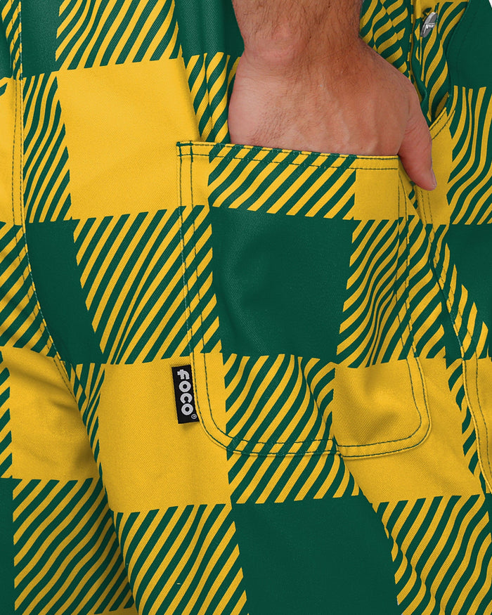 North Dakota State Bison Mens Plaid Bib Overalls FOCO - FOCO.com