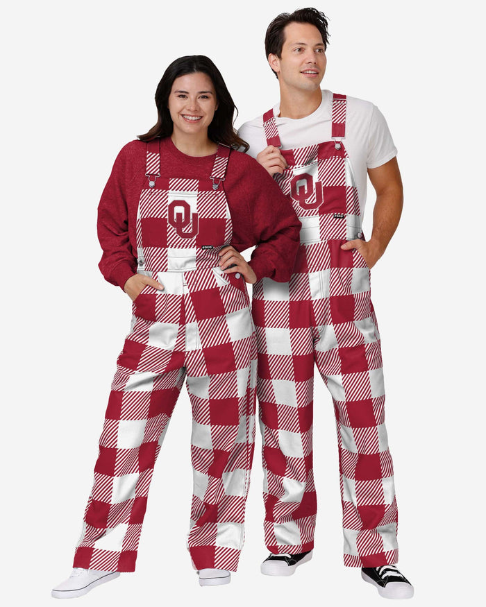 Oklahoma Sooners Mens Plaid Bib Overalls FOCO - FOCO.com