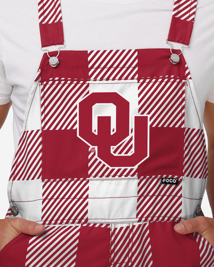 Oklahoma Sooners Mens Plaid Bib Overalls FOCO - FOCO.com