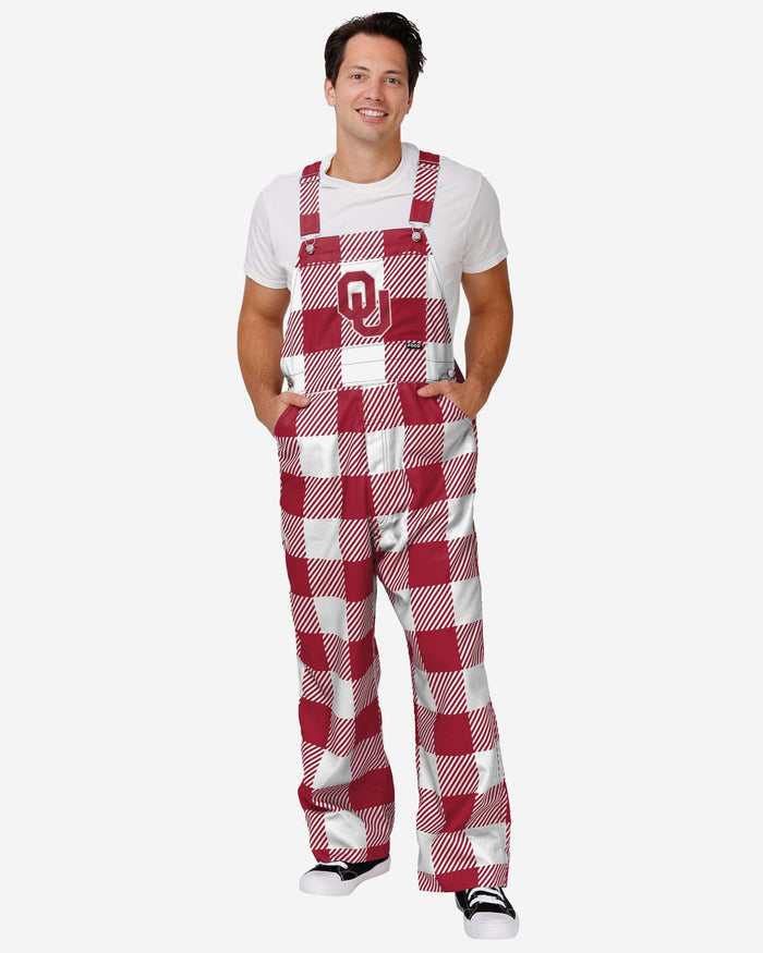 Oklahoma Sooners Mens Plaid Bib Overalls FOCO S - FOCO.com