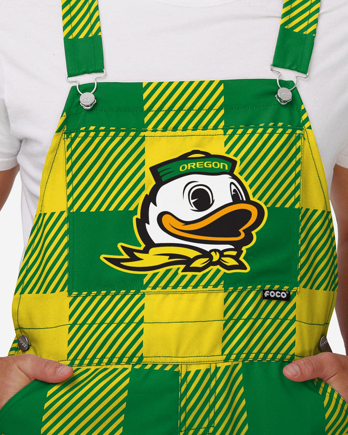 Oregon Ducks Mens Plaid Bib Overalls FOCO - FOCO.com