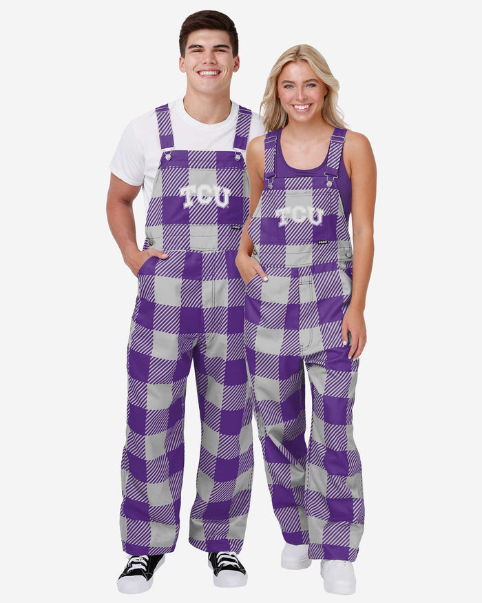 TCU Horned Frogs Mens Plaid Bib Overalls FOCO - FOCO.com