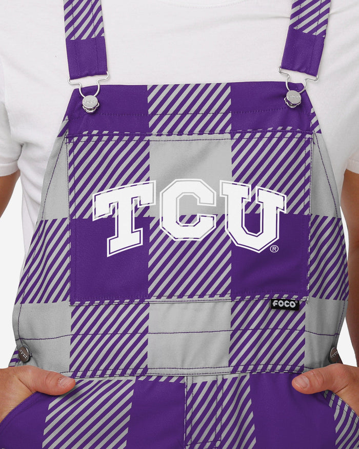 TCU Horned Frogs Mens Plaid Bib Overalls FOCO - FOCO.com