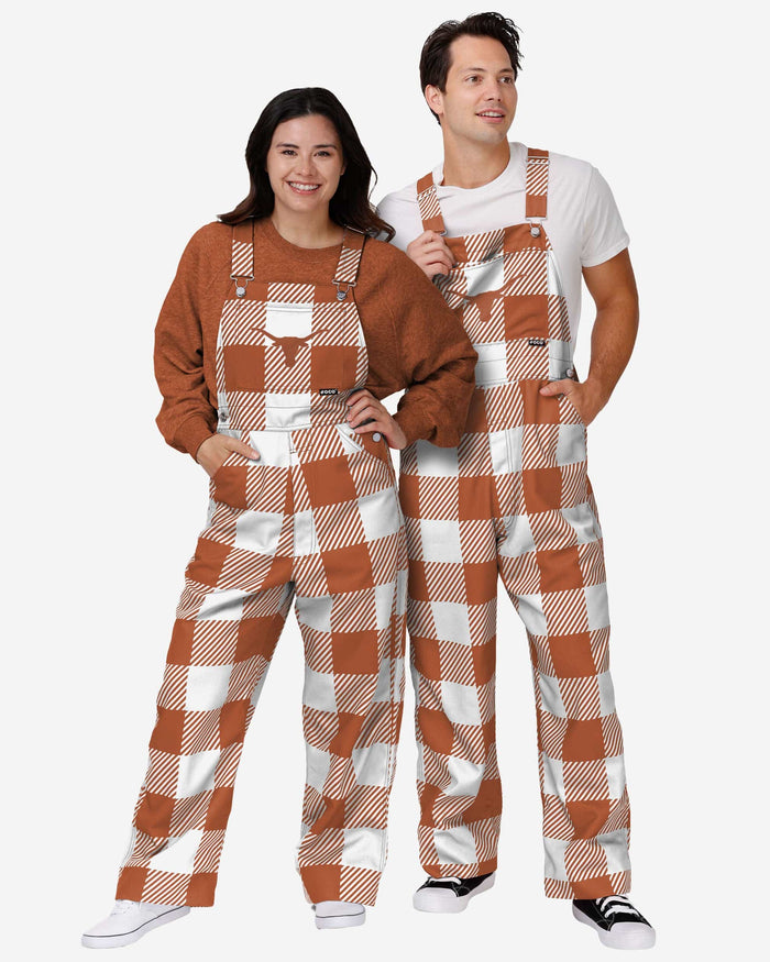 Texas Longhorns Mens Plaid Bib Overalls FOCO - FOCO.com