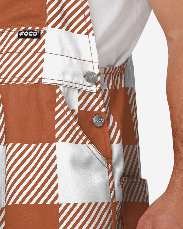 Texas Longhorns Mens Plaid Bib Overalls FOCO - FOCO.com