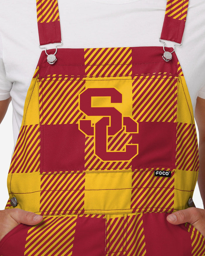 USC Trojans Mens Plaid Bib Overalls FOCO - FOCO.com