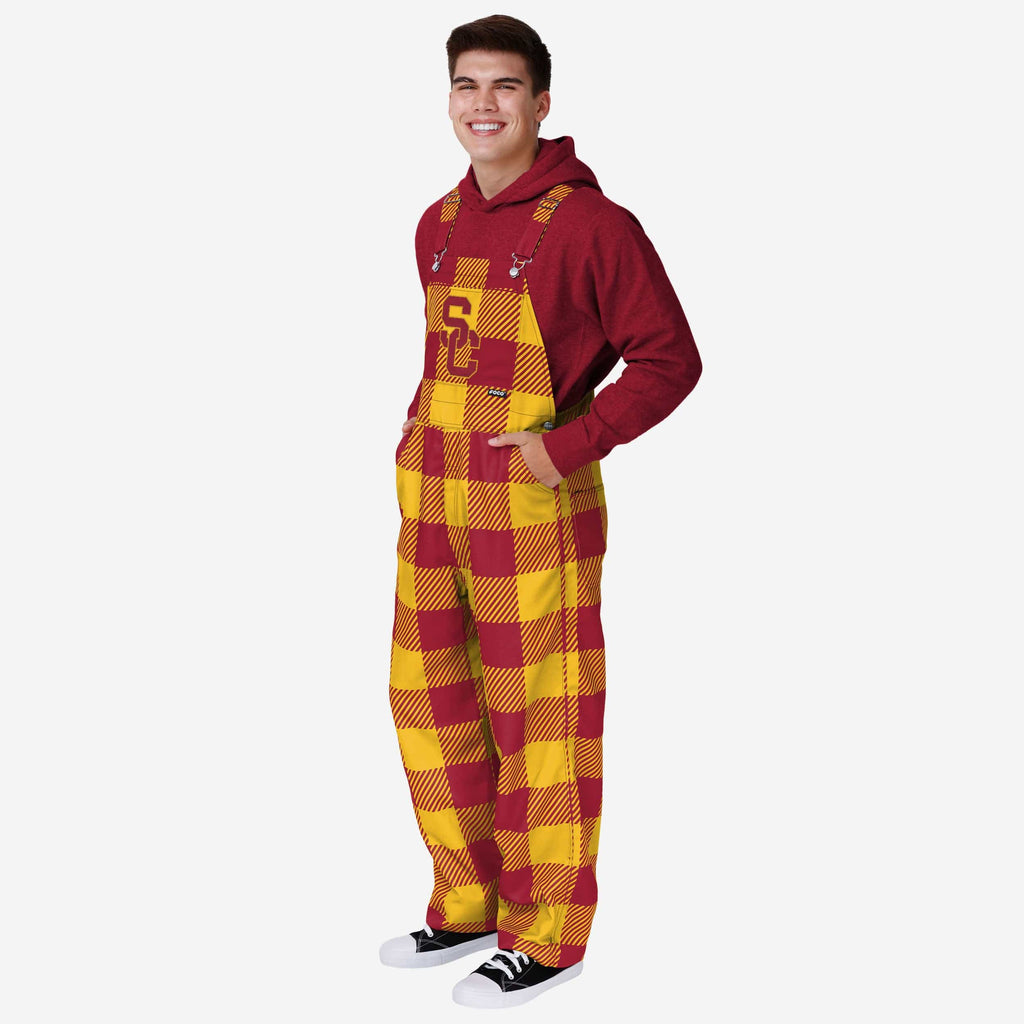 USC Trojans Mens Plaid Bib Overalls FOCO S - FOCO.com