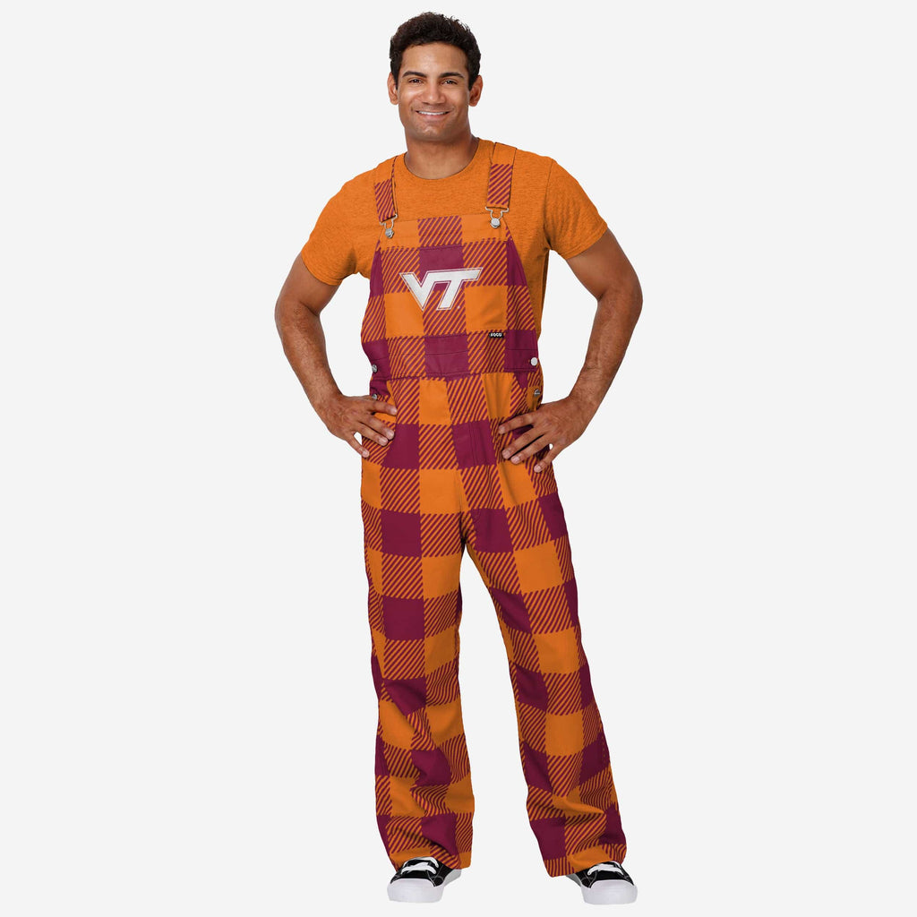 Virginia Tech Hokies Mens Plaid Bib Overalls FOCO S - FOCO.com