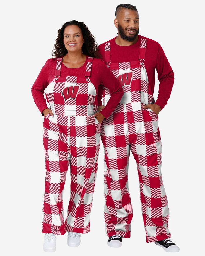 Wisconsin Badgers Mens Plaid Bib Overalls FOCO - FOCO.com