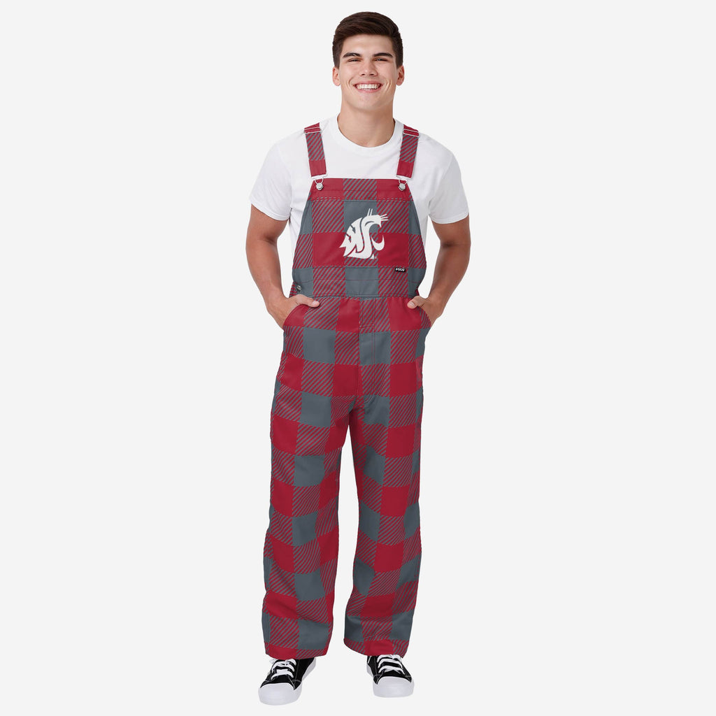 Washington State Cougars Mens Plaid Bib Overalls FOCO S - FOCO.com