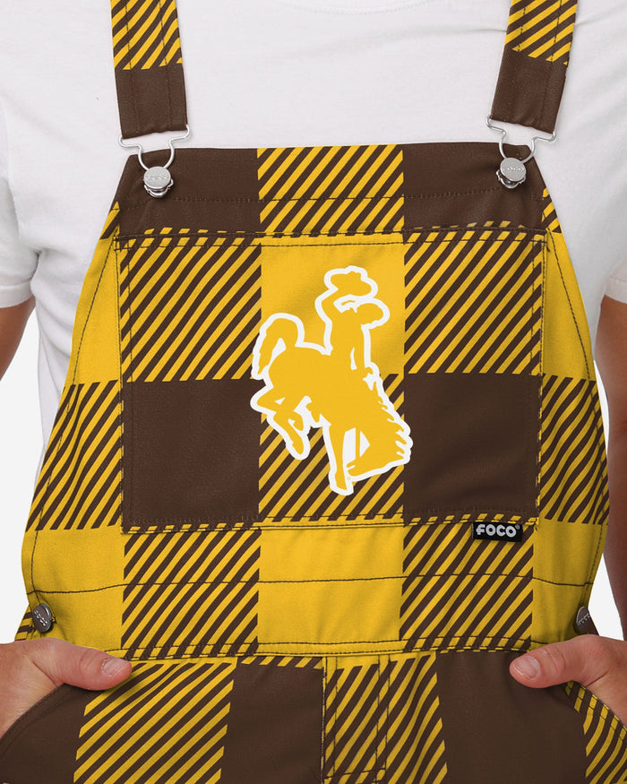 Wyoming Cowboys Mens Plaid Bib Overalls FOCO - FOCO.com