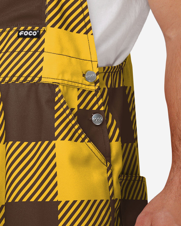 Wyoming Cowboys Mens Plaid Bib Overalls FOCO - FOCO.com