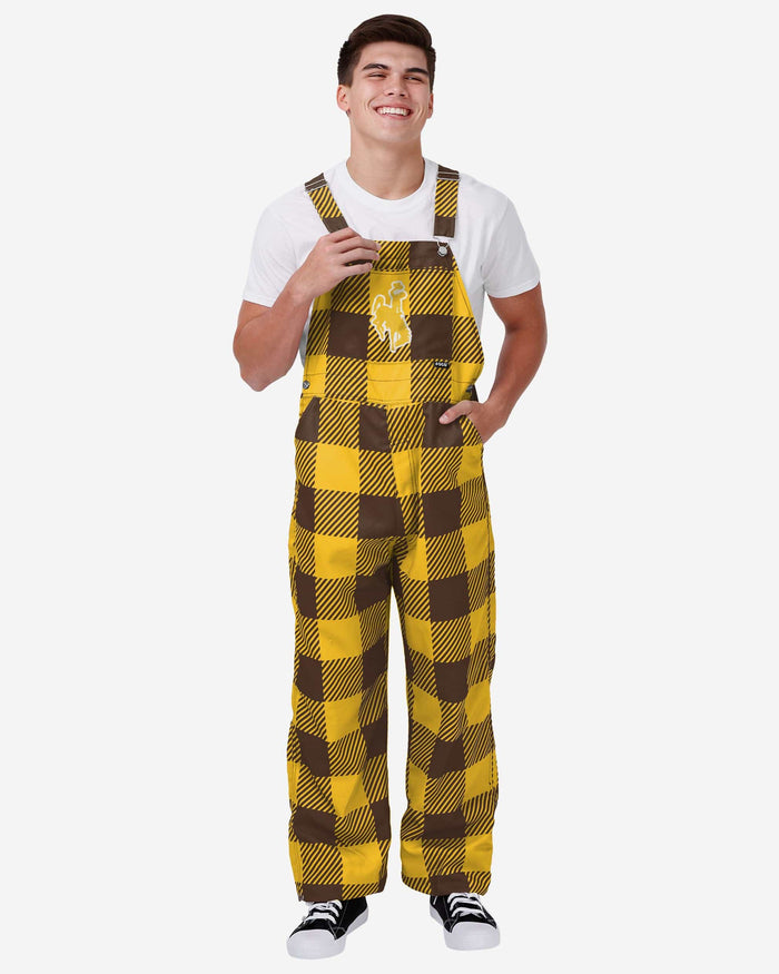 Wyoming Cowboys Mens Plaid Bib Overalls FOCO S - FOCO.com