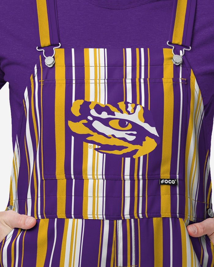 LSU Tigers Mens Hyper Stripe Bib Overalls FOCO - FOCO.com