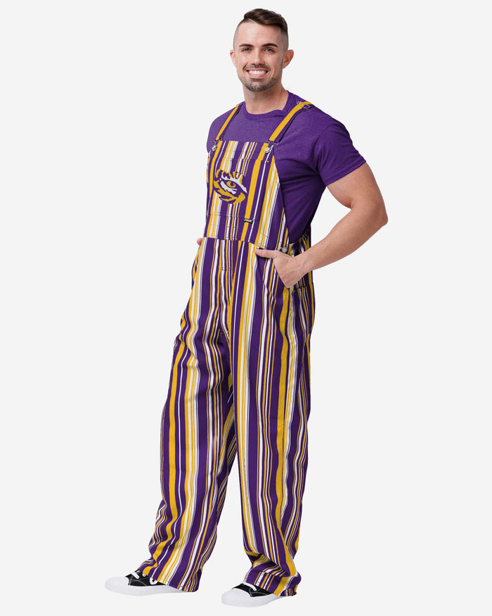 LSU Tigers Mens Hyper Stripe Bib Overalls FOCO S - FOCO.com