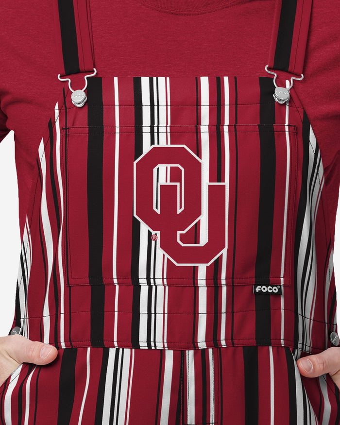 Oklahoma Sooners Mens Hyper Stripe Bib Overalls FOCO - FOCO.com