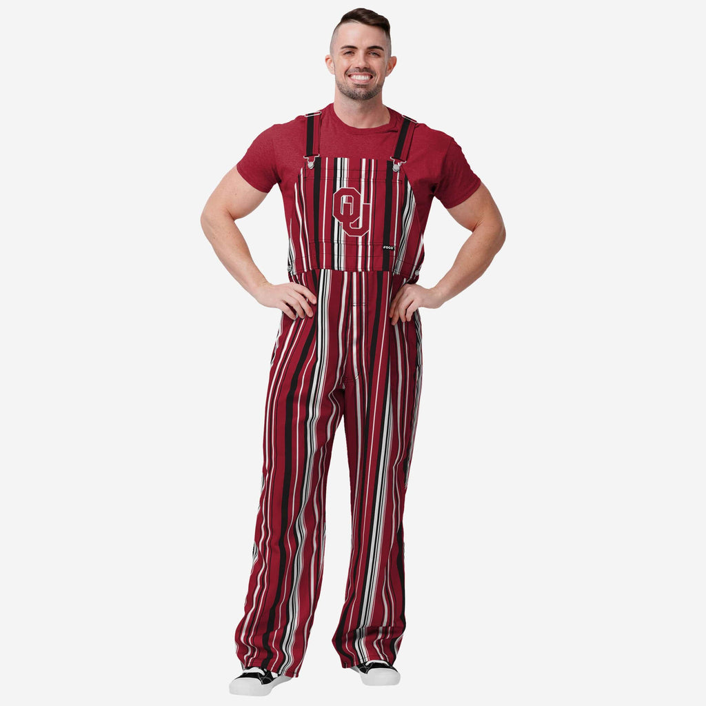 Oklahoma Sooners Mens Hyper Stripe Bib Overalls FOCO S - FOCO.com