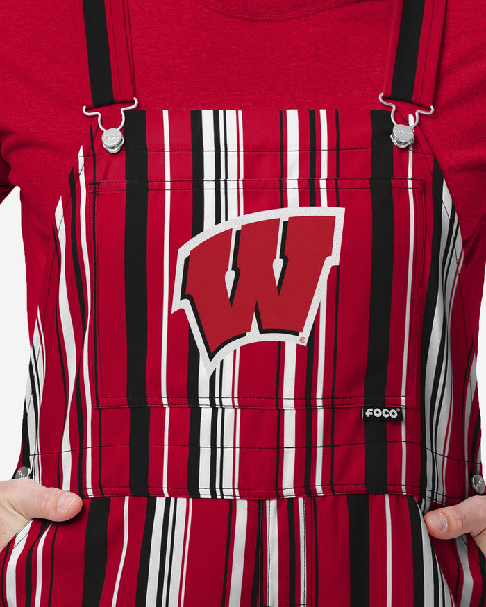 Wisconsin Badgers Mens Hyper Stripe Bib Overalls FOCO - FOCO.com