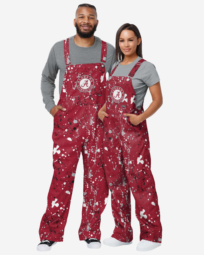 Alabama Crimson Tide Mens Paint Splatter Bib Overalls FOCO - FOCO.com