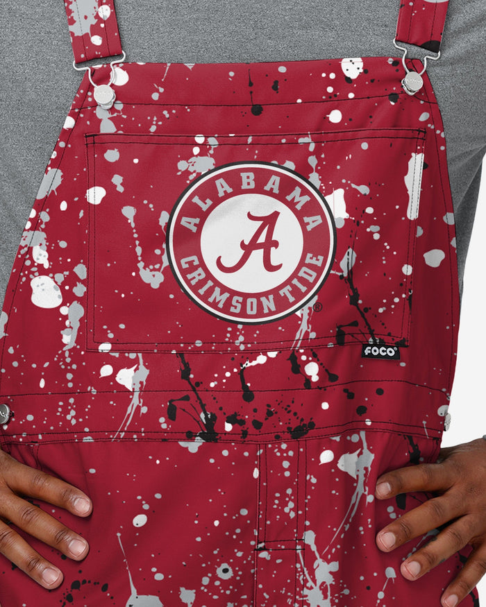 Alabama Crimson Tide Mens Paint Splatter Bib Overalls FOCO - FOCO.com