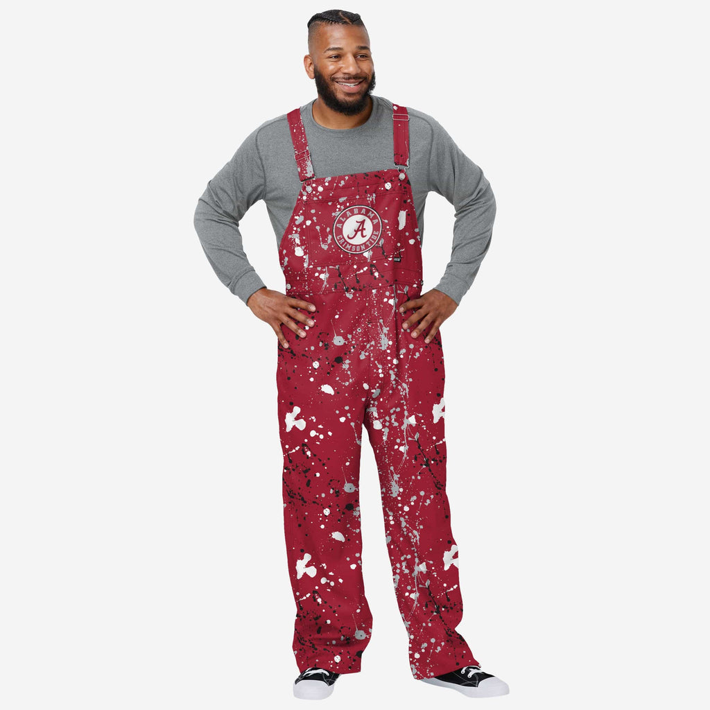 Alabama Crimson Tide Mens Paint Splatter Bib Overalls FOCO S - FOCO.com