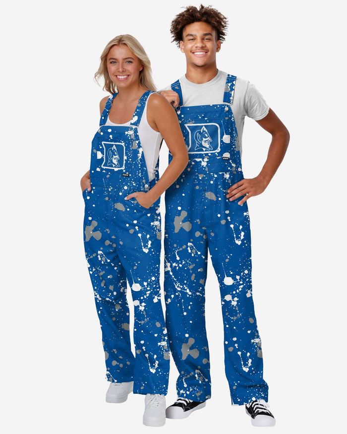 Duke Blue Devils Mens Paint Splatter Bib Overalls FOCO - FOCO.com