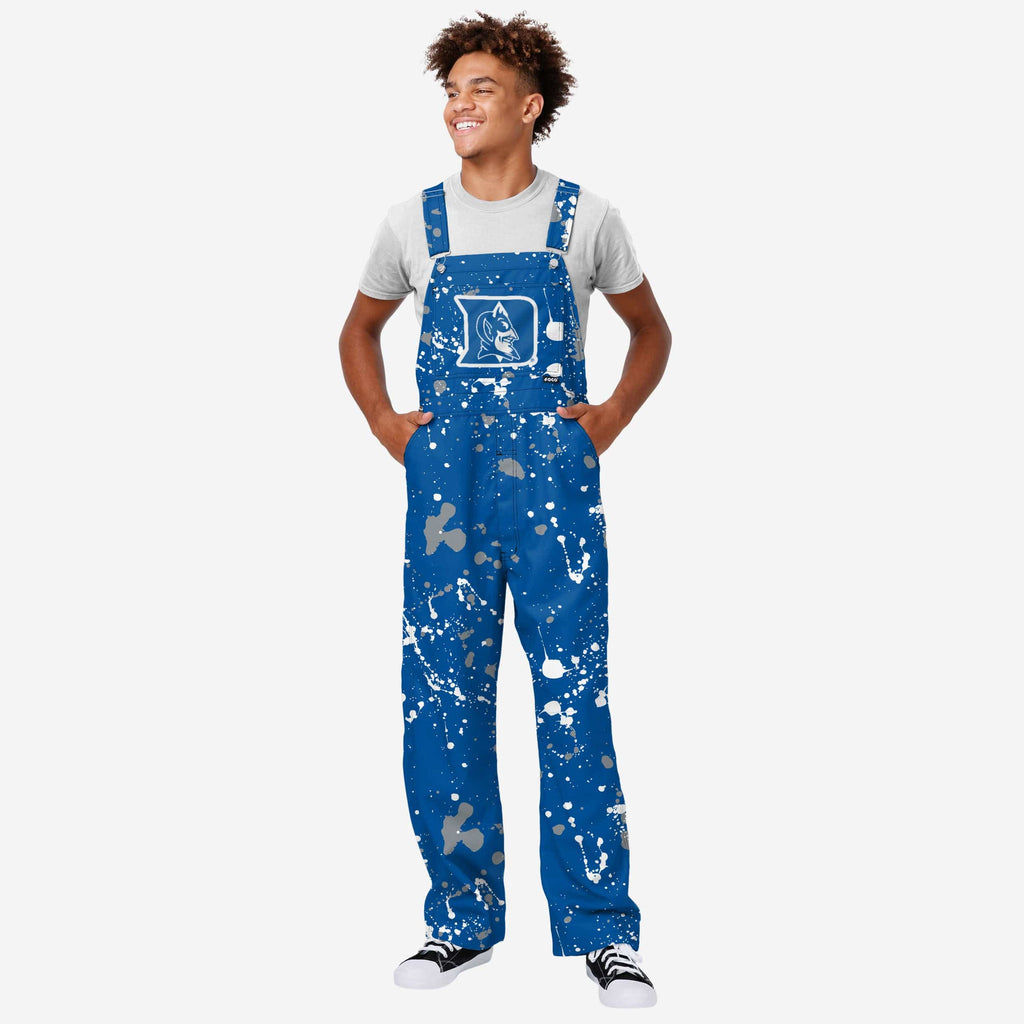 Duke Blue Devils Mens Paint Splatter Bib Overalls FOCO S - FOCO.com