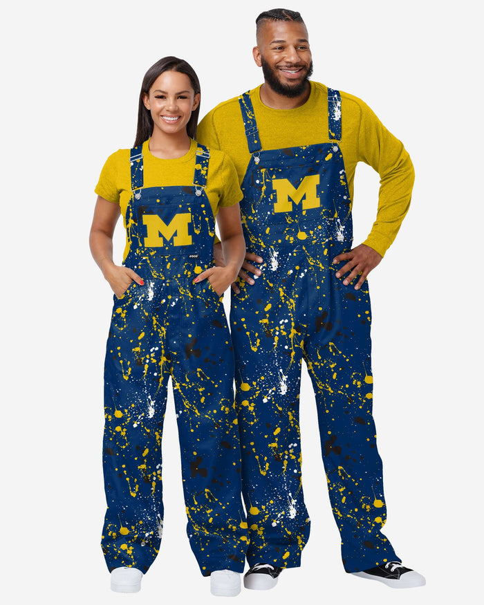 Michigan Wolverines Mens Paint Splatter Bib Overalls FOCO - FOCO.com