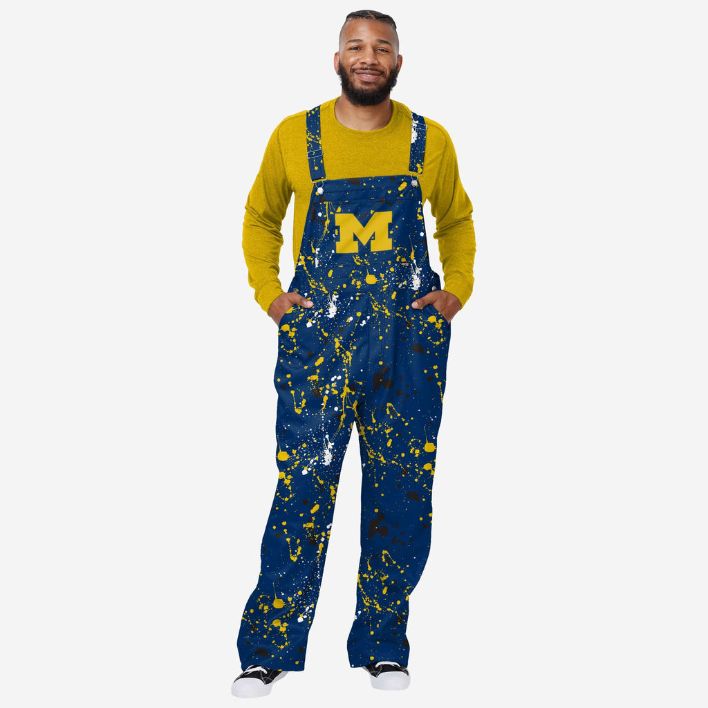 Michigan Wolverines Mens Paint Splatter Bib Overalls FOCO S - FOCO.com