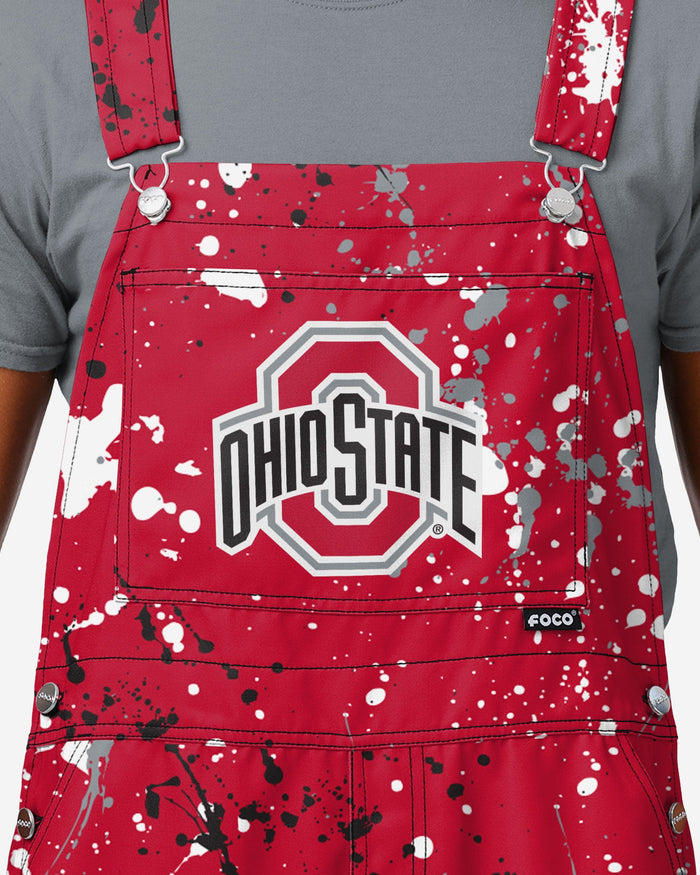 Ohio State Buckeyes Mens Paint Splatter Bib Overalls FOCO - FOCO.com