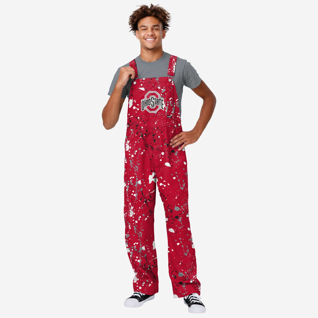 Ohio State Buckeyes Mens Paint Splatter Bib Overalls FOCO S - FOCO.com