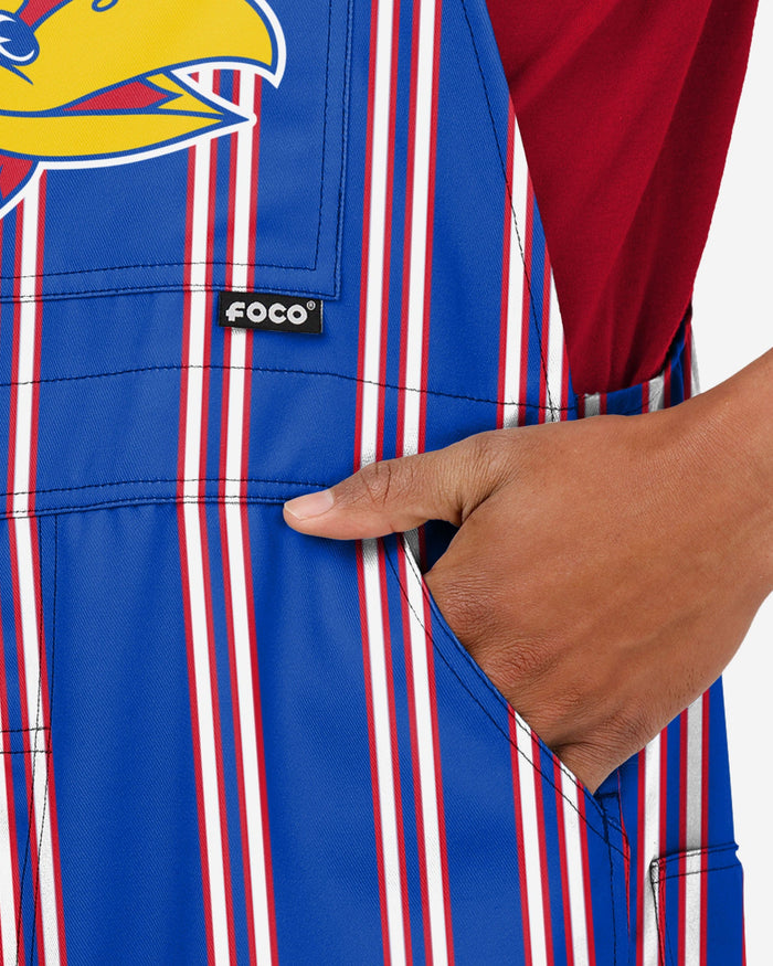 Kansas Jayhawks Mens Sideline Spirit Bib Overalls FOCO - FOCO.com
