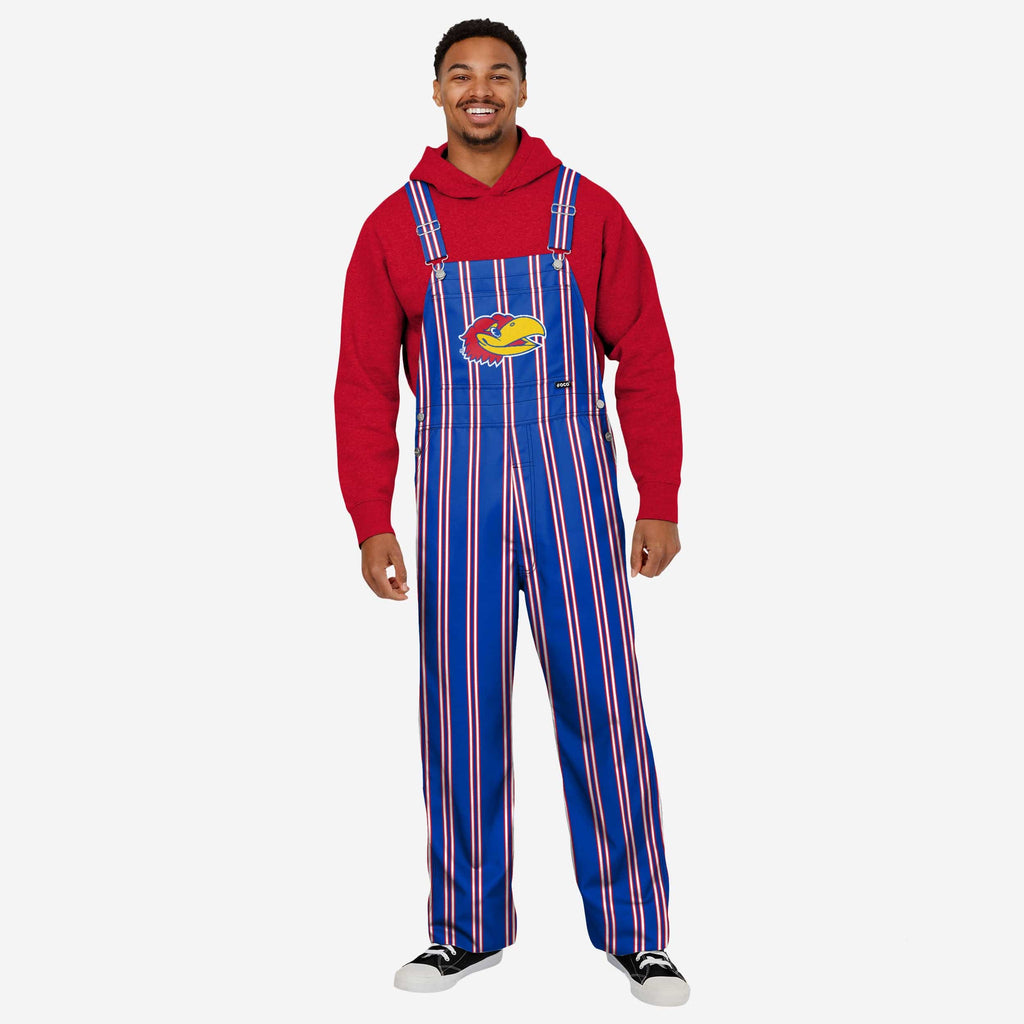 Kansas Jayhawks Mens Sideline Spirit Bib Overalls FOCO S - FOCO.com