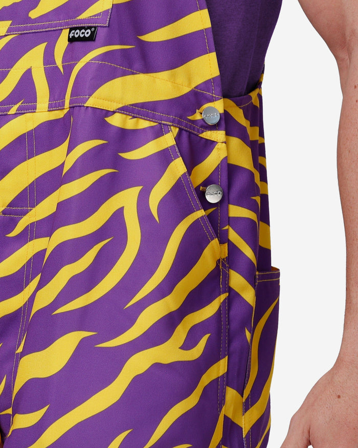 LSU Tigers Mens Tiger Stripe Thematic Bib Overalls FOCO - FOCO.com