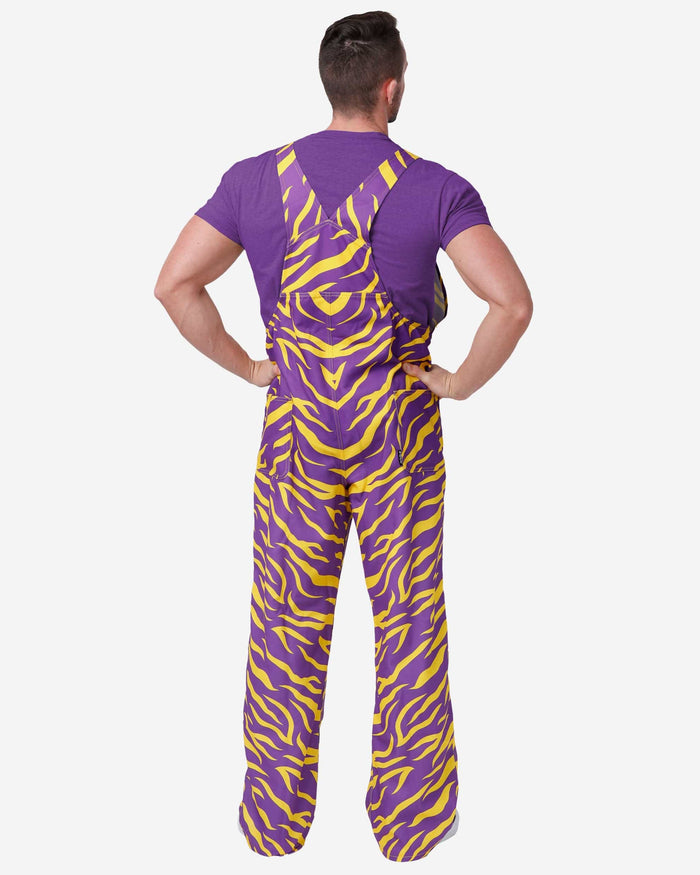 LSU Tigers Mens Tiger Stripe Thematic Bib Overalls FOCO - FOCO.com