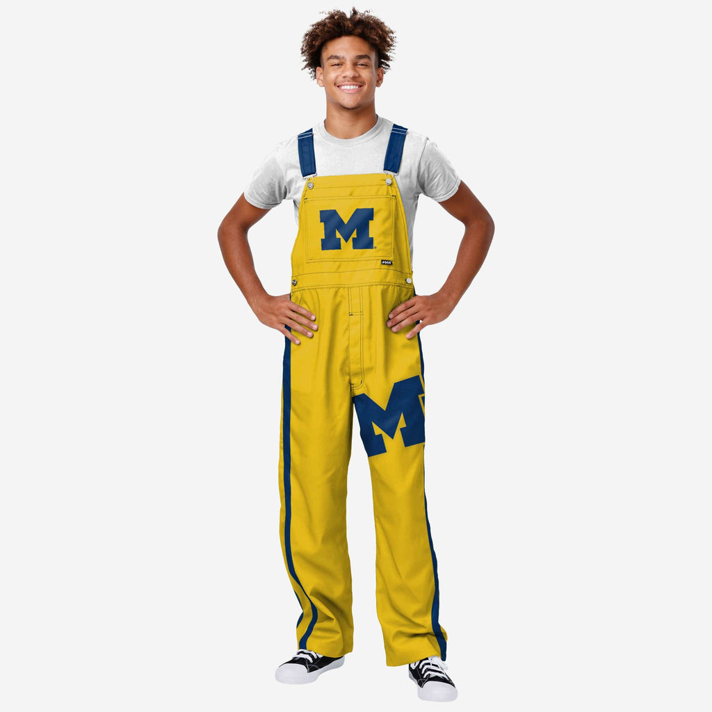 Michigan Wolverines Mens Team Stripe Bib Overalls FOCO S - FOCO.com