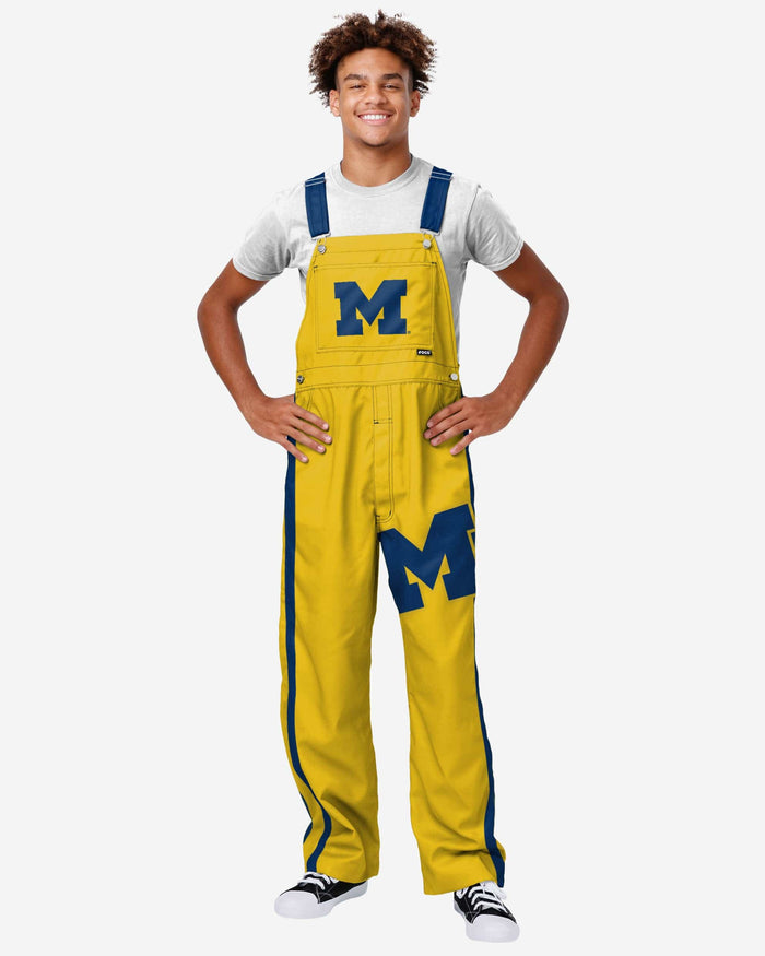 Michigan Wolverines Mens Team Stripe Bib Overalls FOCO S - FOCO.com