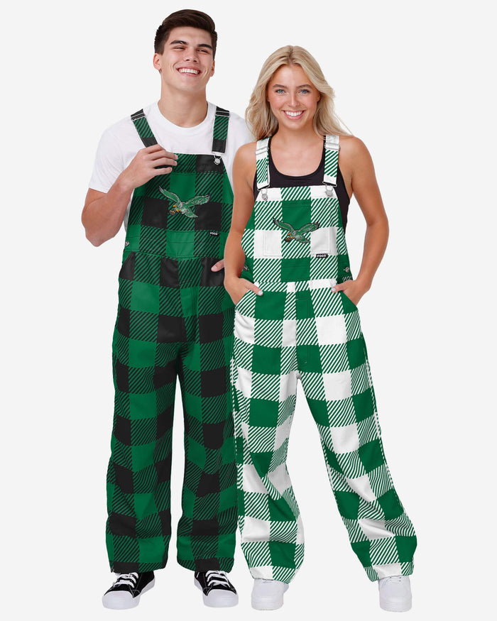 Philadelphia Eagles Kelly Green Womens Plaid Bib Overalls FOCO - FOCO.com