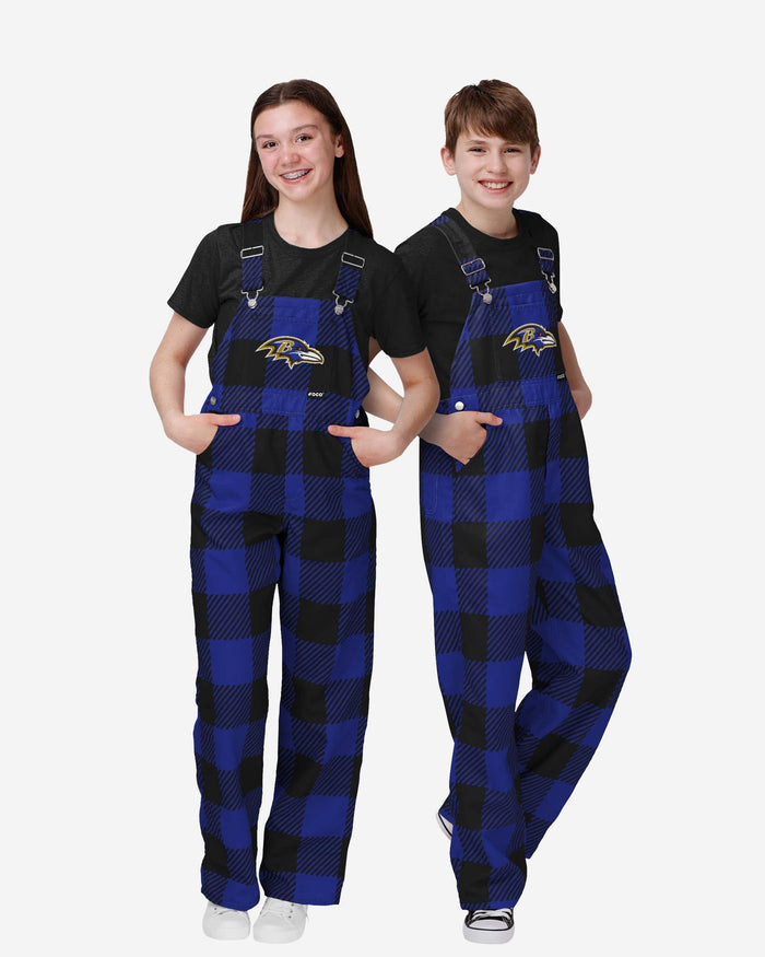 Baltimore Ravens Youth Plaid Bib Overalls FOCO 8 (S) - FOCO.com