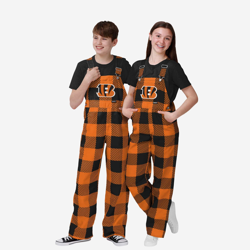 Cincinnati Bengals Youth Plaid Bib Overalls FOCO 8 (S) - FOCO.com