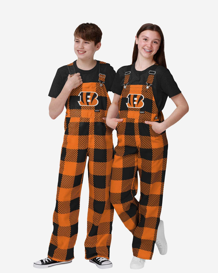 Cincinnati Bengals Youth Plaid Bib Overalls FOCO 8 (S) - FOCO.com