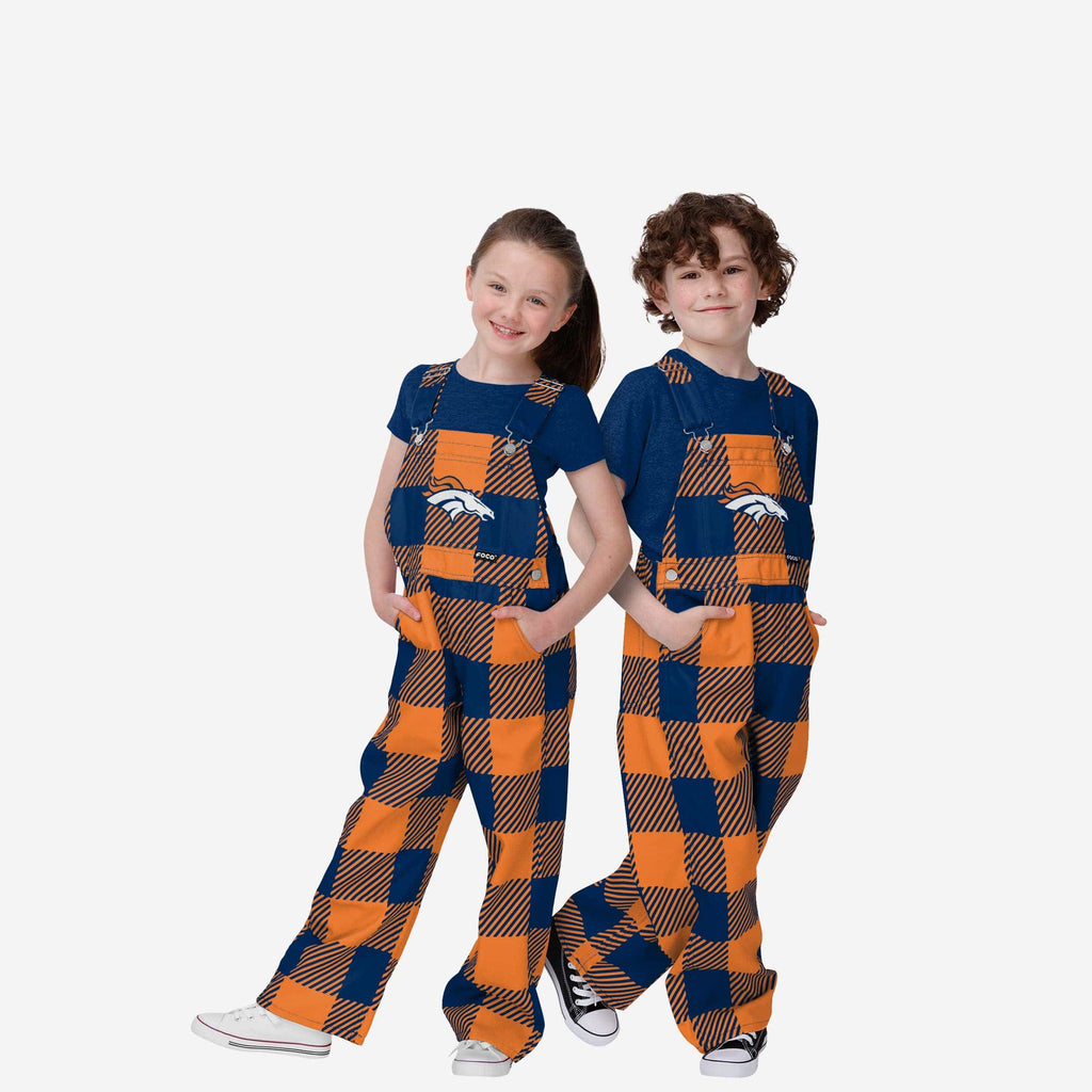 Denver Broncos Youth Plaid Bib Overalls FOCO 8 (S) - FOCO.com