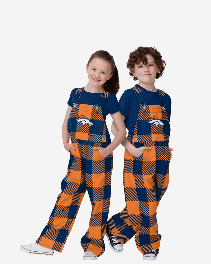 Denver Broncos Youth Plaid Bib Overalls FOCO 8 (S) - FOCO.com