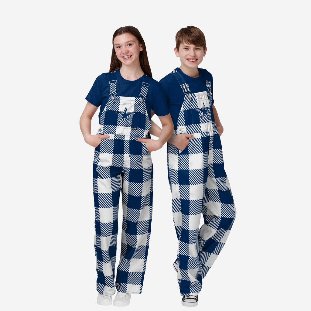 Dallas Cowboys Youth Plaid Bib Overalls FOCO 8 (S) - FOCO.com