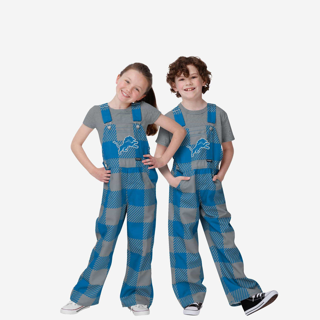 Detroit Lions Youth Plaid Bib Overalls FOCO 8 (S) - FOCO.com