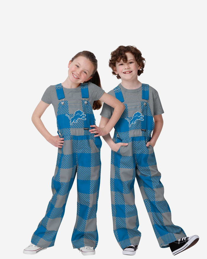 Detroit Lions Youth Plaid Bib Overalls FOCO 8 (S) - FOCO.com