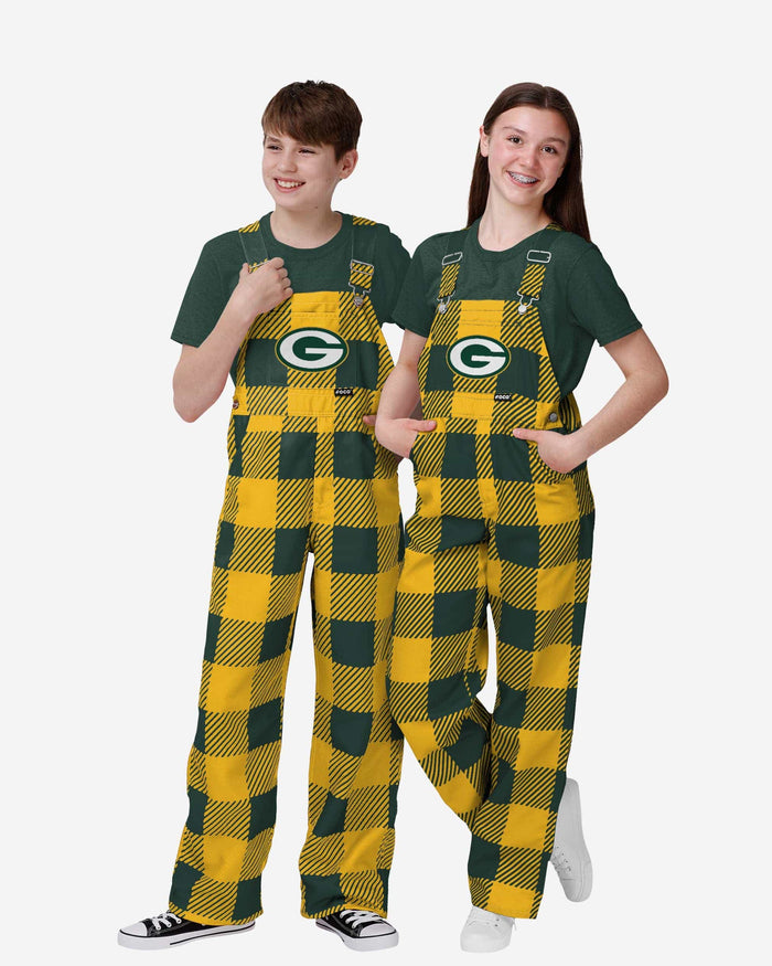 Green Bay Packers Youth Plaid Bib Overalls FOCO 8 (S) - FOCO.com