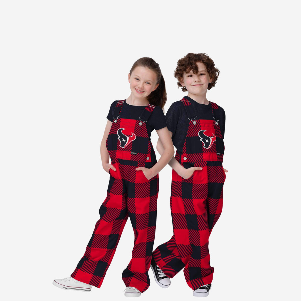 Houston Texans Buffalo Youth Plaid Bib Overalls FOCO 8 (S) - FOCO.com