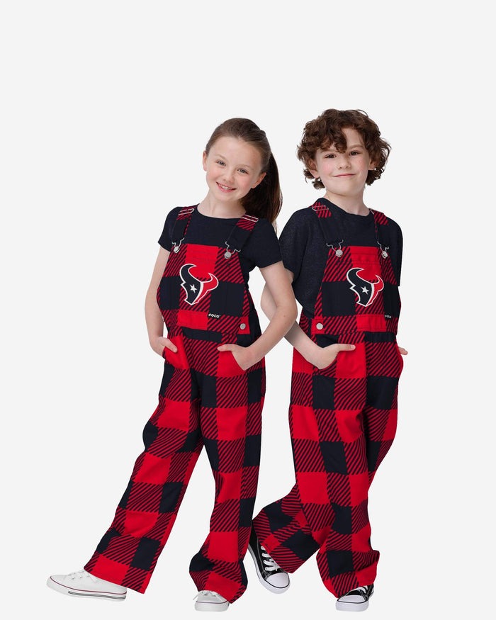 Houston Texans Buffalo Youth Plaid Bib Overalls FOCO 8 (S) - FOCO.com